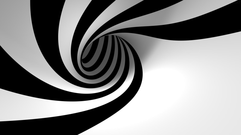 black, 3d and abstract, white, spiral, amp, d, 1080P