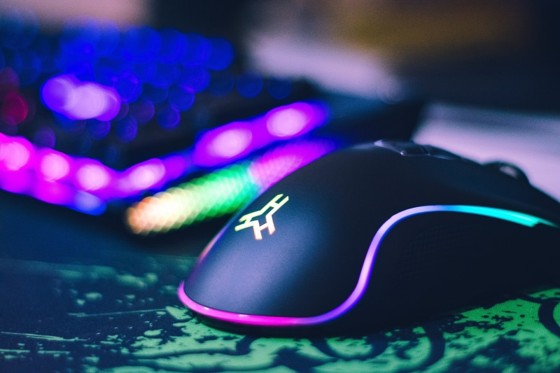 multi colored, lights, close-up, bokeh, bright, gaming, blur, photo, focus on foreground, blue, selective focus, illuminated, focus, 5K, communication