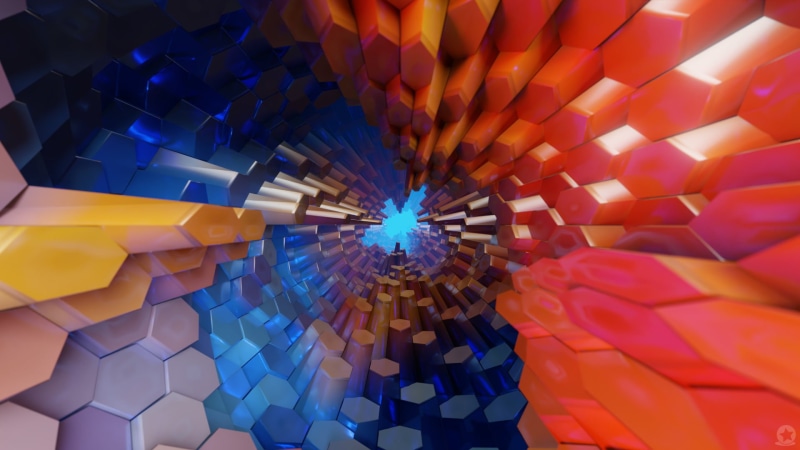 abstract, 3D, 1080P, tunnel, colorful, hexagon