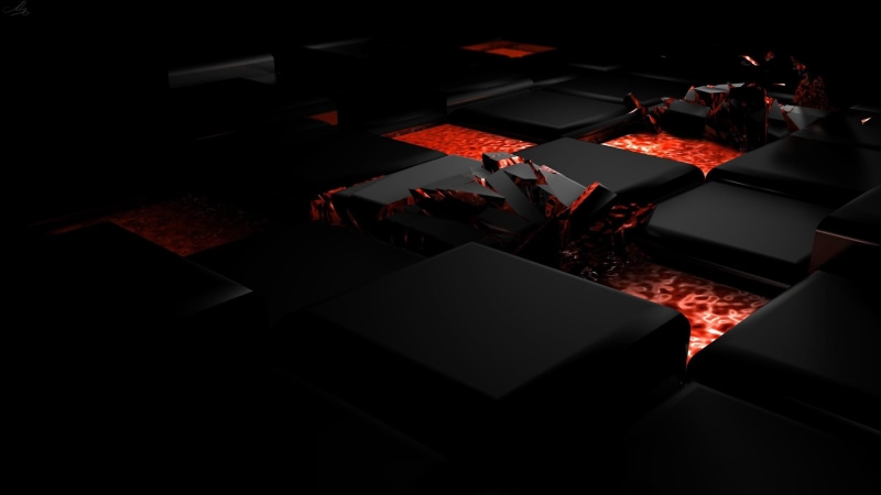 block, 3d, 4K, black, red