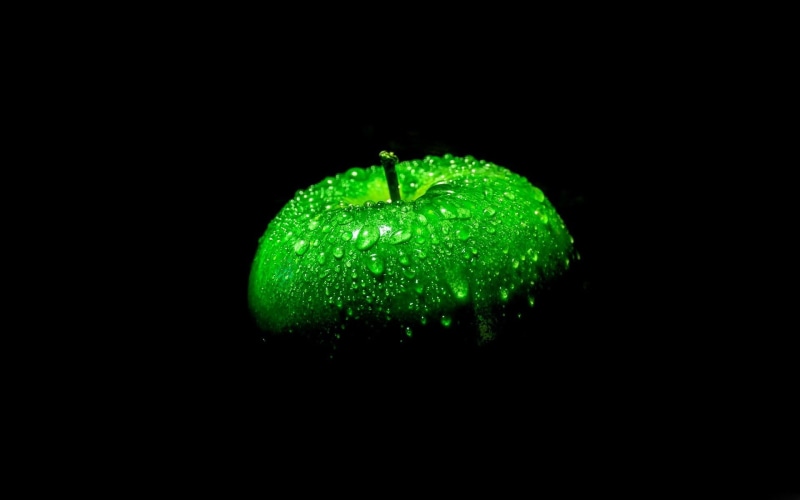 Apple, Background, Green, Black, 1080P