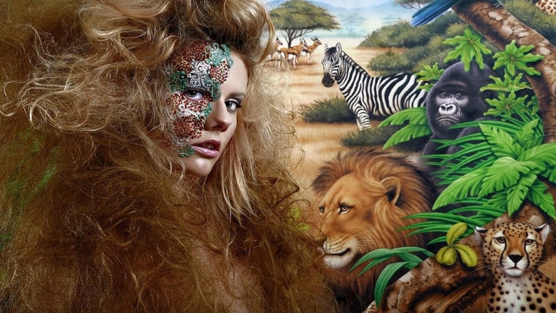 life, fantasy, goddess, animal, illustration, woman, nature, 3d and abstract, wild, brown, 1080P