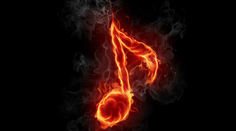 music, dark, 3d and abstract, 1080P, fire, note