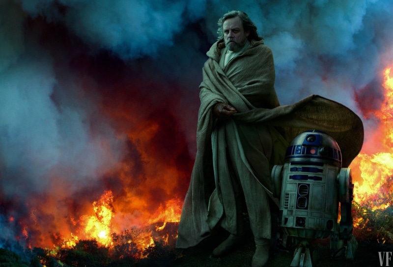 Star Wars, Luke Skywalker, Vanity Fair, Mark Hamill, Star Wars: Episode IX - The Rise of Skywalker, R2-D2, fire, movies, Jedi, Robots, Star Wars: Episode IX: The Rise of Skywalker