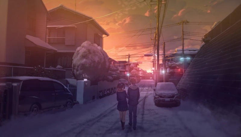 car, one person, female, Kimi No Na Wa., Your Name., building, Mitsuha Miyamizu, two, Taki Tachibana, real people, sunset, 1080P, sky, character, built structure