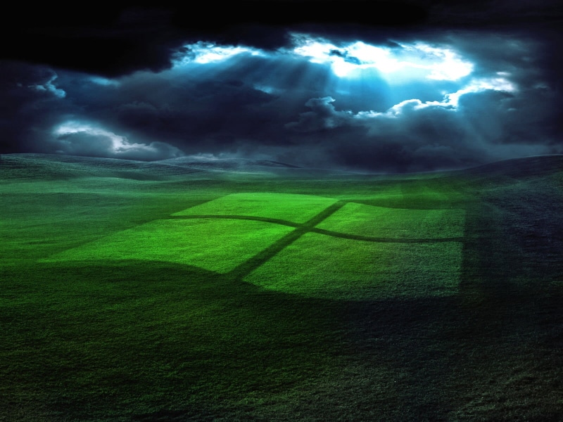 Computers, sky, dark, background, tranquility, green, sport, xp, green color, cloud - sky, windows, beauty in nature, no people, landscape, Windows XP