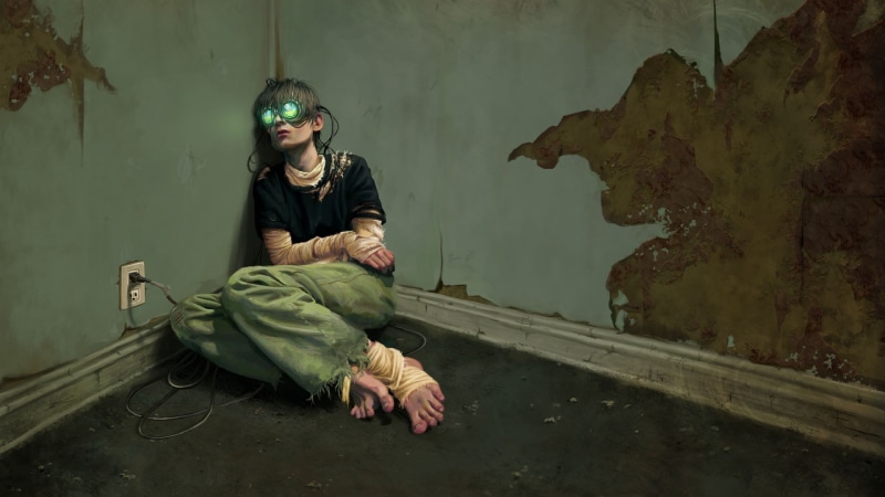 room, addict, glass, virtual reality, 2K, cyberpunk