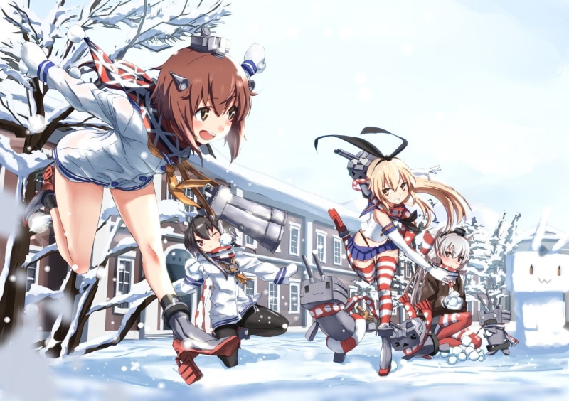 anime girls, cold temperature, Amatsukaze (Kancolle), females, women, men, young adult, togetherness, real people, Rensouhou-chan, Tokitsukaze (KanColle) 