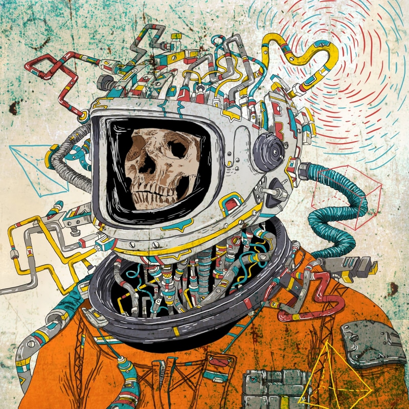 computer Graphic, science, skeleton, surreal, futuristic, 1080P, astronaut, symbol, art, computer, digital, backgrounds, vector, technology