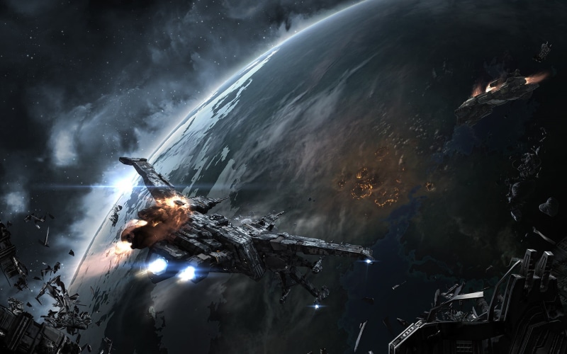 digital, space, architecture, 1080P, fire - natural phenomenon, space battle, spaceship, smoke - physical structure, illuminated, sky, outdoors, flame