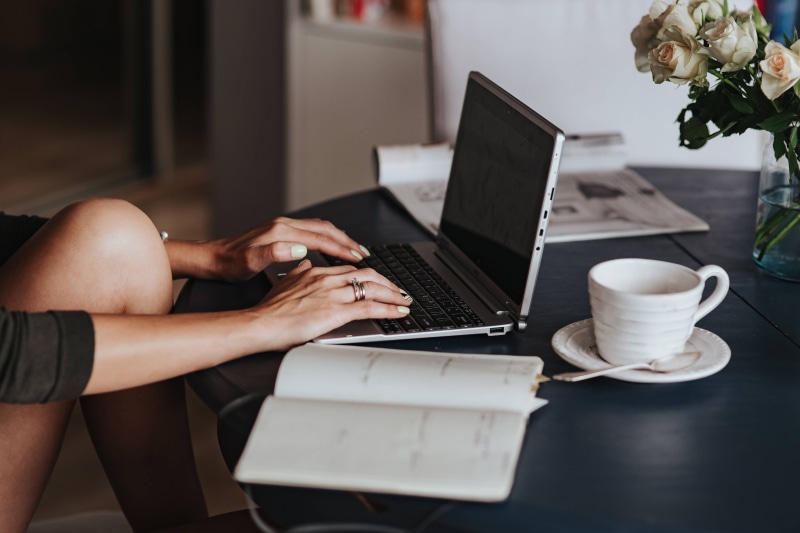 business, human hand, table, Woman, coffee cup, typing, 4K, working, round, home Interior, hands, computer, communication, hand, adult, people, cup, keyboard