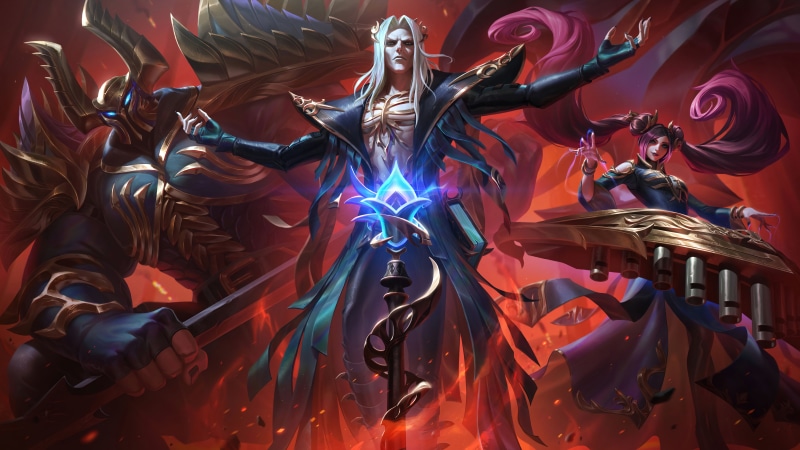 GZG, rock, digital art, sona, Sona (League of Legends), dark, Mordekaiser (League of Legends), 4K, music, Riot Games, Mordekaiser, Karthus (League of Legends)