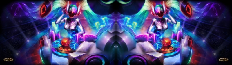 Sona (League of Legends), mirror, science, human limb, bone, black background, League of Legends, panoramic, front view, illuminated, medical x-ray, digital composite