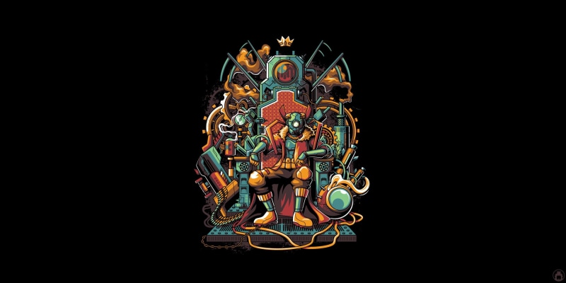 Cyberpunk, Art, The Throne, Background, Crown, Illustration, Vector, Mecha, 1080P, Robot, King, Angga Tantama, Fantasy, Minimalism, Throne