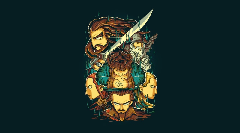Ring, Sword, 2K, Legolas, Thorin, Tauriel, Vector, Magician, Art, Hobbit, The Hobbit, Elf, Background, Illustration, Fantasy, Bilbo, Angga Tantama, Minimalism