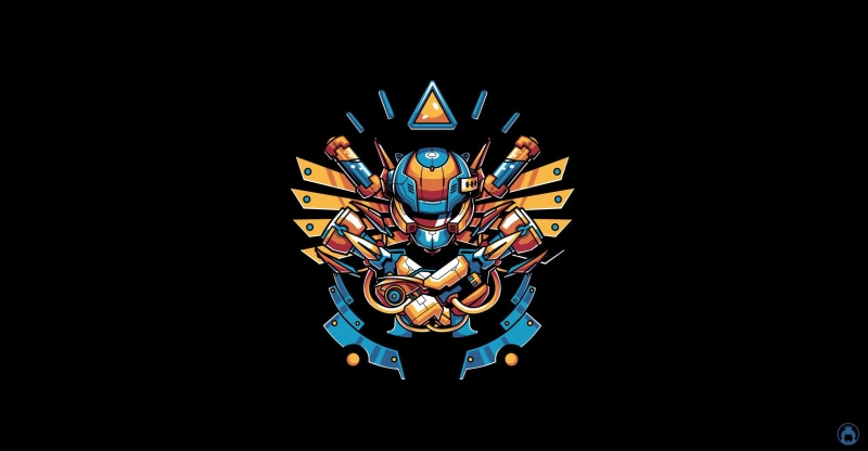 Minimalism, Iron, Robot, Illustration, Background, Angga Tantama, Art, Gun, Machine, Sci-Fi Crest, Vector, Fantasy, Mecha, 1080P
