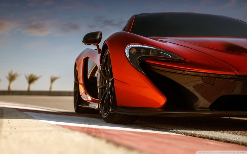 outdoors, orange color, stationary, luxury, sky, mode of transportation, car, wheel, supercars, nature, close-up, motor vehicle, McLaren P1, travel, road