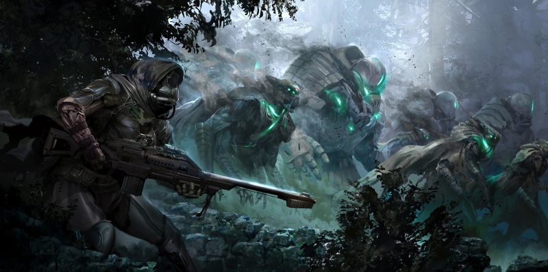 no people, Destiny (video game), outdoors, warrior, gun, digital, plant, army Soldier, armed Forces, video, male likeness, creativity, holding, man, government