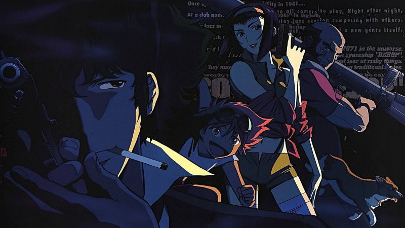 clothing, 1080P, musical instrument, Spike Spiegel, illustration, anime, indoors, Faye Valentine, performance, paper, cigarettes, anime boys, anime girls