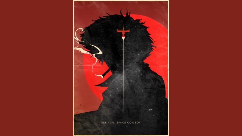 Spike Spiegel, red, shadow, smoking, anime boys, simple background, Cowboy Bebop, artwork, anime, 4K, black