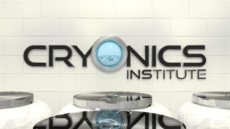 cryostat, close-up, architecture, communication, day, non-western script, outdoors, western script, render, built structure, no people, tile, seat, Cryonics Institute