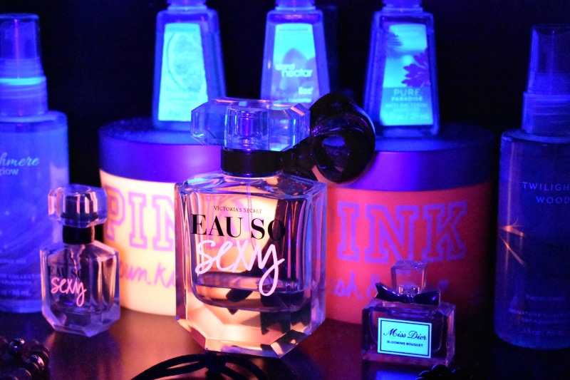 glass - material, pink, las vegas, container, bottle, variation, food, western script, communication, cosmetics, uv light, close-up, choice, glow, still life