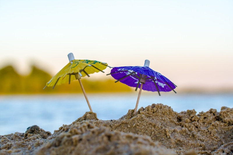 focus on foreground, day, parasol, hitzefrei, leisure, land, blue, recovery, sand, close-up, heat, rock - object, swim, sun protection, uv radiation, umbrella