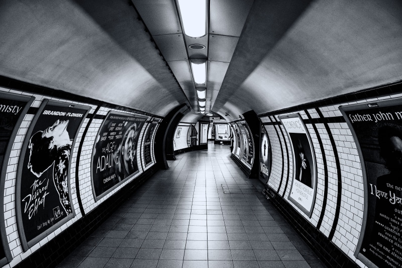 tunnel, ceiling, footpath, mode of transportation, light, inside Of, shot, underground, illuminated, subway Train, tiled floor, 4K, transportation, travel