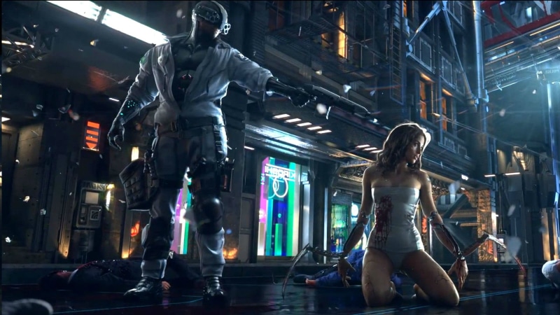 real people, building, illuminated, human representation, creativity, city, rpg, shooter, fi, cyborg, action, Futuristic, 2077, women, 1080P, female likeness