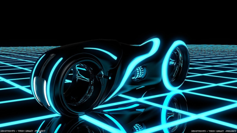 fi, Tron, blue, motor vehicle, light - natural phenomenon, black background, abstract, sci, speed, action, Disney, glowing, 1080P, no people, mode of transportation