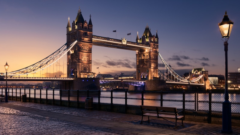 city, skyline, sky, tower, bridge, europe, evening, tower bridge, united kingdom, 4K, water, landmark, night, thames, london, cityscape, reflection, dusk