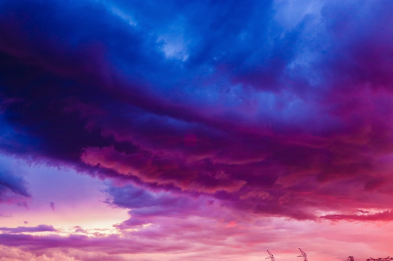 blue, cloud - sky, colour, nature, skies, cottoncandy, low angle view, romantic sky, clouds, tranquility, 5K, cloud, purple, orange color, scenics - nature