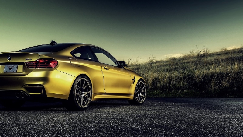 BMW F82 M4, day, travel, stationary, road, M4, luxury, yellow, retro styled, motor vehicle, wheel, mode of transportation, 1080P, speed, transportation