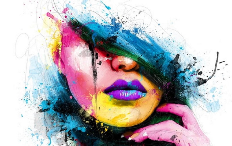 painting, nice, digital, abstract, colorful, 720P, girl, beautiful, woman, fine, face