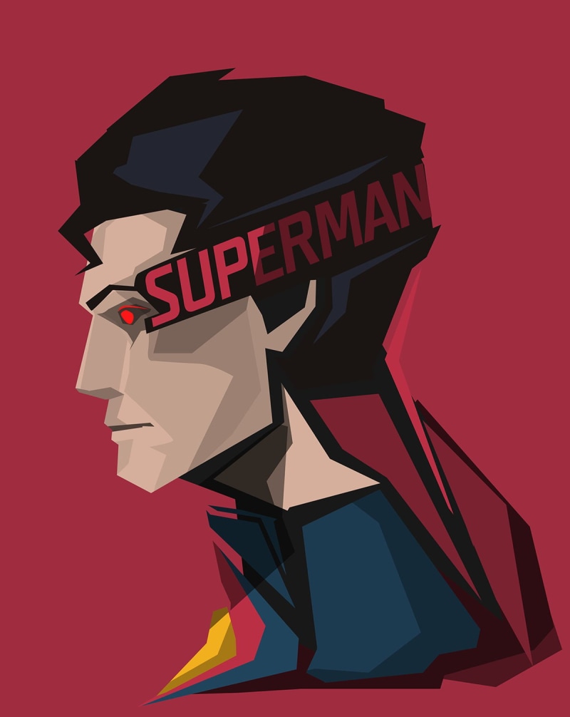 DC Comics, studio shot, poster, fashion, shape, red background, colored background, Superman, cut out, digital composite, text, sign, people, design, geometric shape
