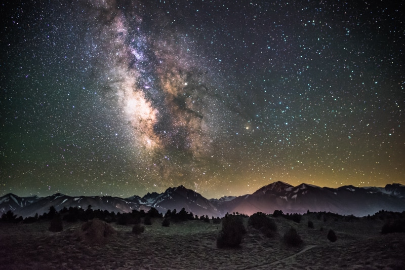 mountain Range, moon, planet - Space, nebula, mountain Peak, tranquility, scenics - nature, star - Space, idyllic, illuminated, light - Natural Phenomenon