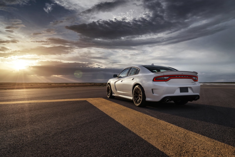 travel, retro Styled, on the move, transportation, headlight, white, highway, speed, dusk, car, dodge, sedan, sunset, no People, modern, hellcat, wheel