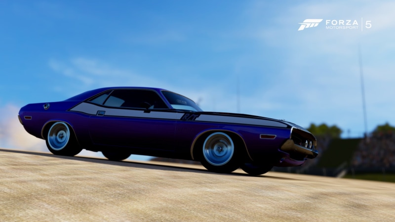 focus on foreground, Dodge Challenger, day, video games, sky, speed, blue cars, no people, retro styled, nature, Dodge, blue, challenger, outdoors, wheel