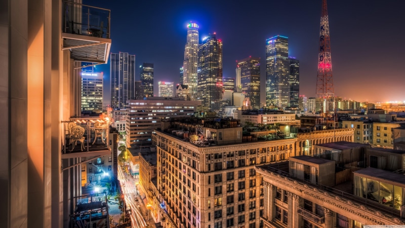 modern, city, illuminated, building, office, built structure, los angeles, usa, tall - high, building exterior, landscape, no people, lights, tower, cityscape