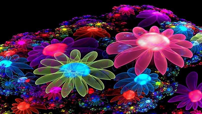 psychedelic art, flower, lighting, abstraction, abstract, colorful, shining, illuminating, glowing, glow, 1080P, shine, abstract art, illuminate, luminous