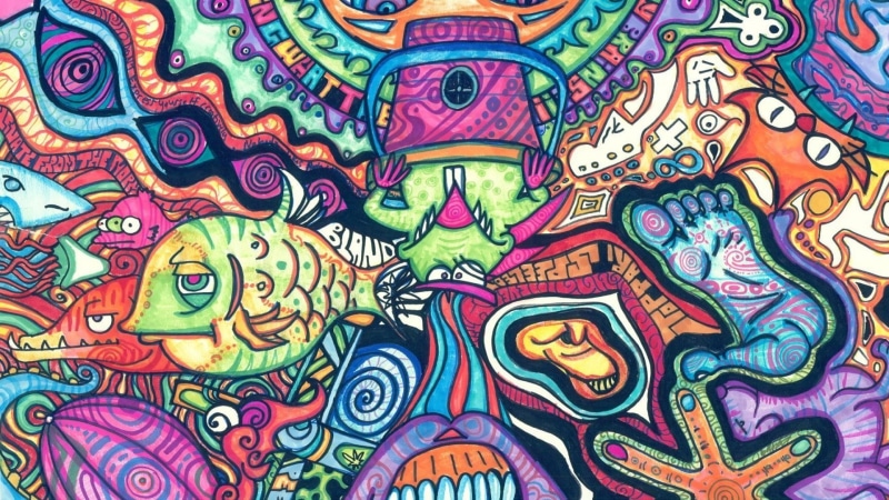 fish, trippy art, artwork, psychedelic, hippie, traditional, 1080P, signs