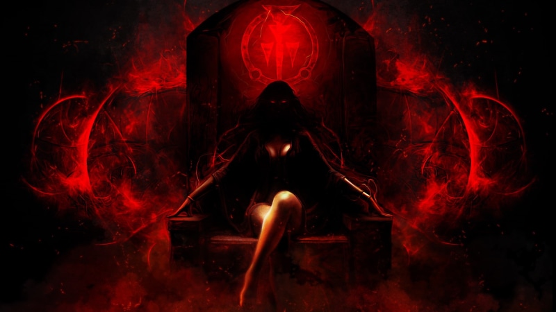 1080P, game, throne, warrior within, girl, art, prince of persia, kaileena, red, sitting, prince of persia: warrior within