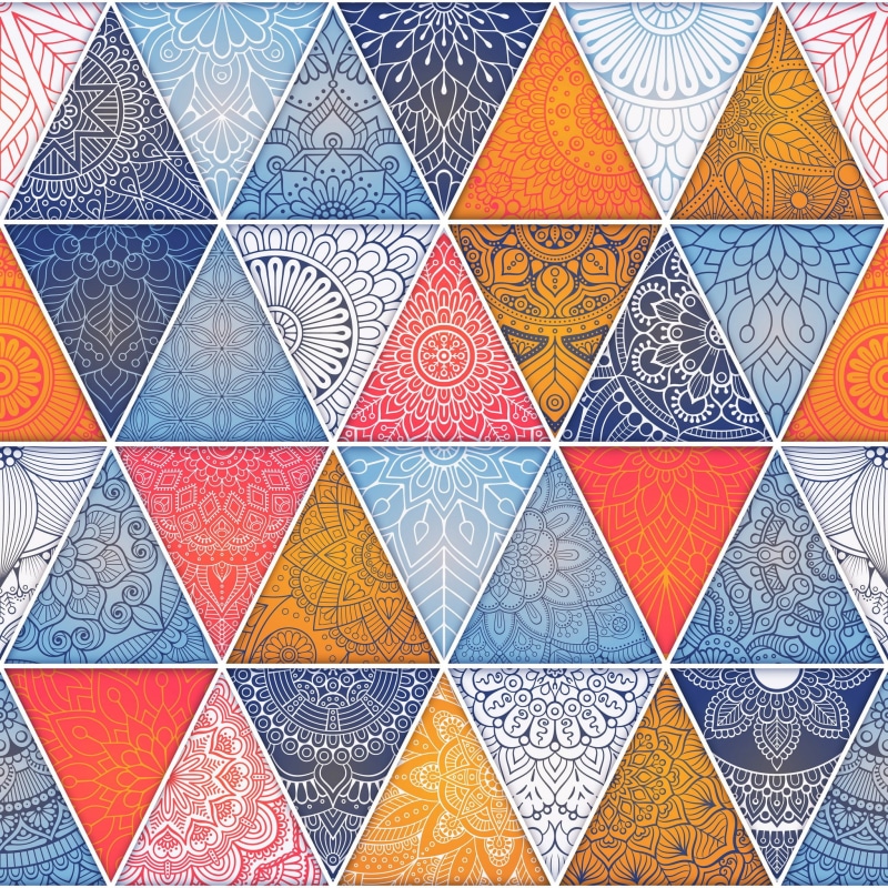 abstract, indoors, triangle, multi colored, architecture, texture, flooring, ornate, triangle shape, design, blue, shape, 1080P, creativity, backgrounds