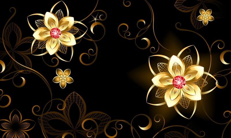 red, art and craft, backgrounds, flower, no people, illustrations And Vector Art, backdrop, blossom, elegance, illustration, gold, ornate, clipart, celebration