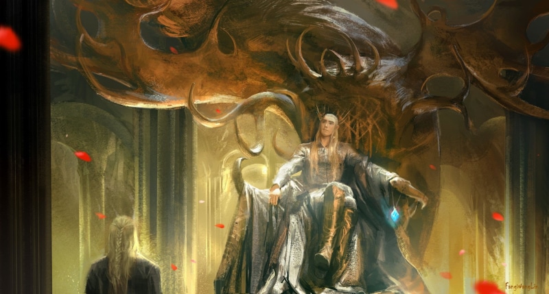 ornate, Lord of the Rings, female likeness, religion, art and craft, belief, place of worship, The Lord of the Rings, indoors, Elf, male likeness, craft