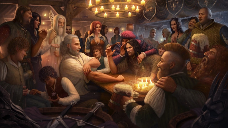 Boromir, Gimli, Movie, 1080P, Samwise Gamgee, Gandalf, Crossover, Triss Merigold, Dandelion (The Witcher), Aragorn, Frodo Baggins, Geralt of Rivia