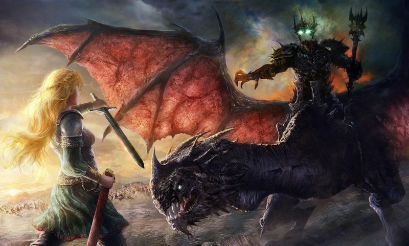 epic, dragon, lotr, fighting, nazgul, eowyn, lord o, 1080P, princess, warrior, beautiful, woman, digital, fine, nice