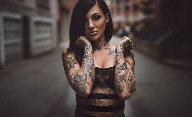 rings, women, portrait, nose, tattoo, 720P, nose rings