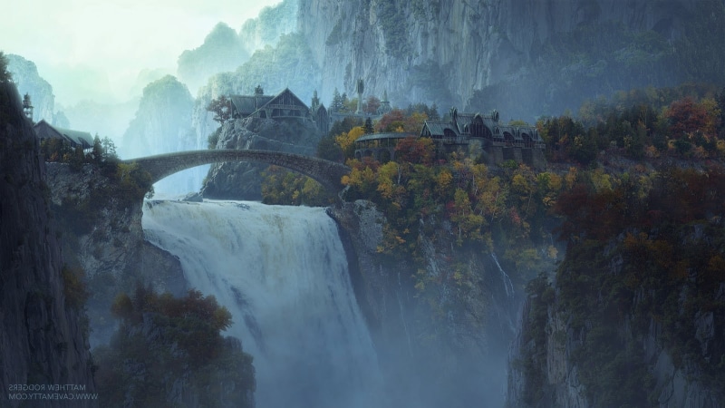 flowing water, 720P, flowing, Rivendell, motion, bridge, nature, outdoors, architecture, transportation, beauty in nature, river, plant, built structure