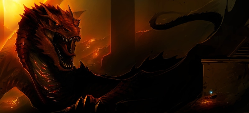 4K, illuminated, nature, motion, The Hobbit, dragon, The Hobbit: The Desolation of Smaug, smaug, animal representation, art, burning, art and craft, red